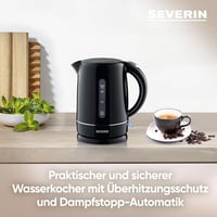 SEVERIN 1,7 literes vízforraló fekete, 2200W, kompakt, vízkőszűrő 3