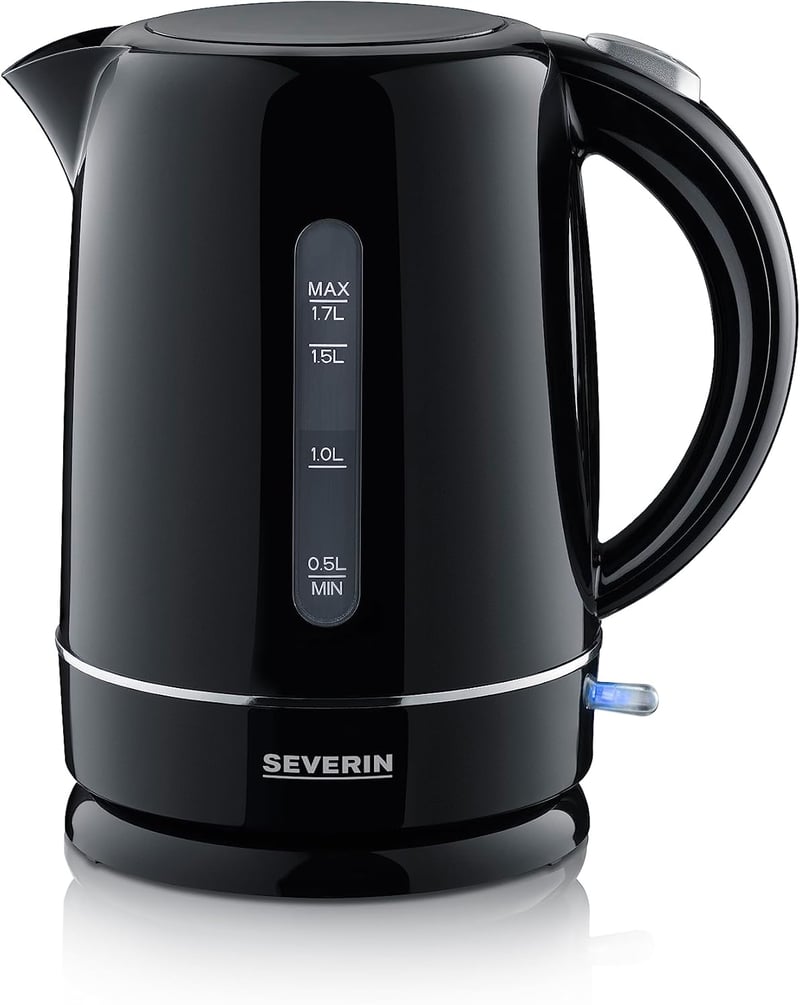 SEVERIN 1,7 literes vízforraló fekete, 2200W, kompakt, vízkőszűrő