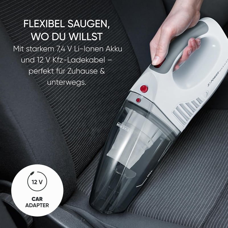 SEVERIN 3in1 akkumulátoros kézi porszívó autóhoz és otthonhoz 7.4V Li-ion
