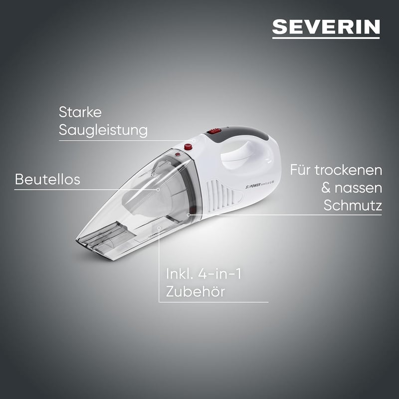 SEVERIN 3in1 akkumulátoros kézi porszívó autóhoz és otthonhoz 7.4V Li-ion