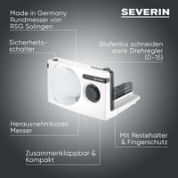 Severin AS 3912 Kenyér- és Hússzeletelő Védhető Pengével, Állítható Vágásmélység 3
