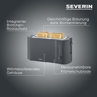 Severin AT 2591 4 szeletes hosszú részes kenyérpirító 1400W matt fekete 2