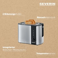 SEVERIN Automata Kenyérpirító 2 Rekeszes Rozsdamentes Acél Fekete 800W 4