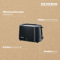 SEVERIN Automata Kenyérpirító 700W Rozsdamentes Bun Toasting Funkcióval 4