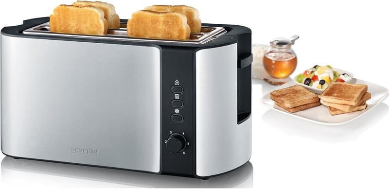 SEVERIN Automata Kenyérpirító Rozsdamentes Acél 800W Dupla Kamrás
