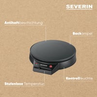 SEVERIN CM 2198 Palacinkovač – s XXL grilovacou plochou (30 cm), plynulou reguláciou teploty, drevenou stierkou, 1000 W, čierny 4
