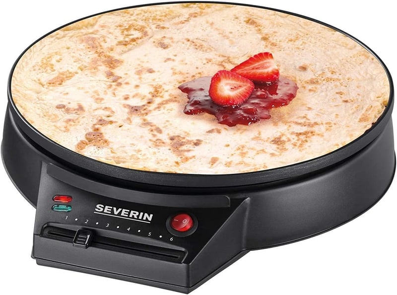 SEVERIN CM 2198 Palacinkovač – s XXL grilovacou plochou (30 cm), plynulou reguláciou teploty, drevenou stierkou, 1000 W, čierny