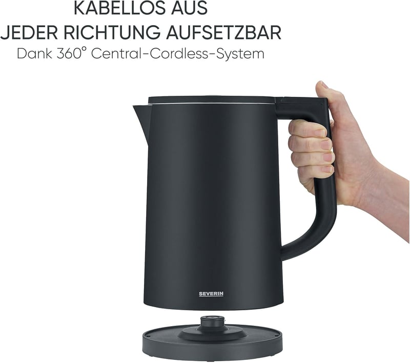 SEVERIN Cool-Touch Vízforraló 1,7L LED Hőmérsékleti Kijelzővel Fekete