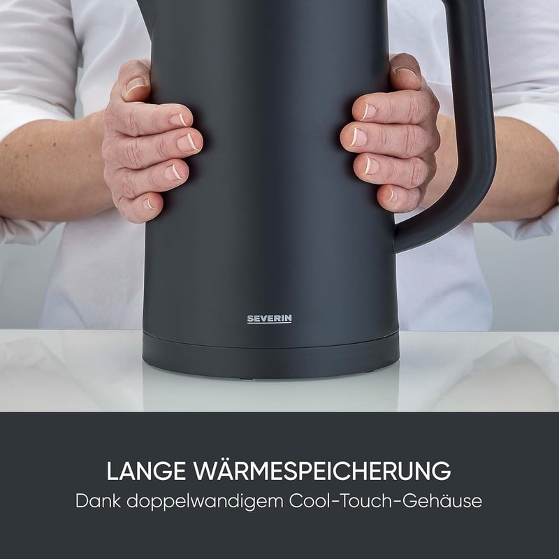 SEVERIN Cool-Touch Vízforraló 1,7L LED Hőmérsékleti Kijelzővel Fekete