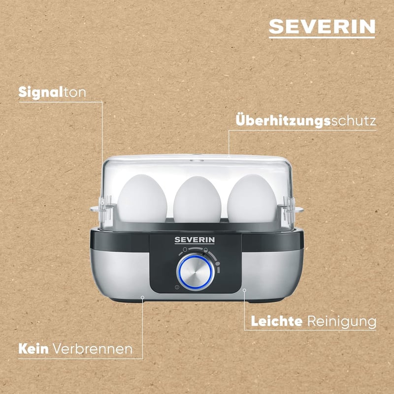 SEVERIN EK 3163 Tojásfőző 3 tojáshoz elektronikus időzítéssel rozsdamentes acél