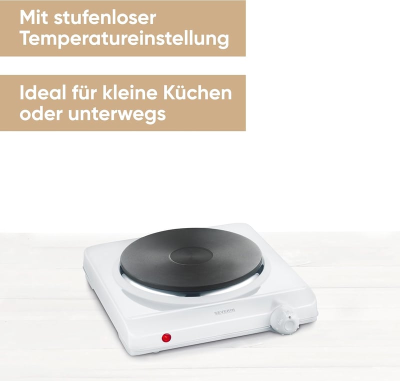 SEVERIN elektromos főzőlap 18,5 cm-es sütőfelülettel, fokozatmentes hőmérséklet-szabályozás