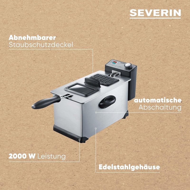 Severin FR 2431 Mélysütő 2000W 3L Rozsdamentes Acél Fekete