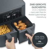 Friteuză cu aer cald SEVERIN FR 2463 Dual Zone, 2x4L, ecran tactil, 10 programe, funcție de menținere la cald, temperatură sincronizabilă, 2600W, negru 3