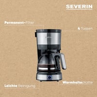 SEVERIN KA 4808 Kompakt Kávéfőző 4 Csészéhez, Rozsdamentes Acél Szűrővel 4