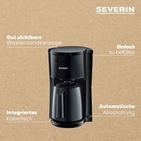 Severin KA 9306 Filteres Kávéfőző Termikus Kancsóval, 8 Csésze, Fekete 5