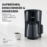 SEVERIN KA 9307 Filteres Kávéfőző 2 Termoszkancsóval, 2x8 Csésze Kapacitás, Szigetelt Kancsók, Fekete 2