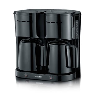 Cafetieră cu filtru Severin KA 9315 Duo cu 2 termosuri, capacitate 16 cești, negru, utilizată, zgâriată (stare: vezi a 2-a imagine)