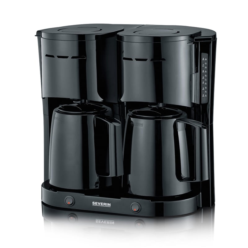 Cafetieră cu filtru Severin KA 9315 Duo cu 2 carafe termos, capacitate 16 cești, negru