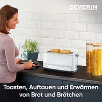 SEVERIN kétrekeszes kenyérpirító rozsdamentes acél, 1400W, szürke-fehér 3