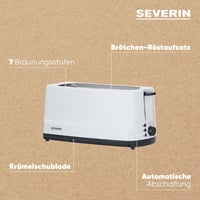 SEVERIN kétrekeszes kenyérpirító rozsdamentes acél, 1400W, szürke-fehér 4