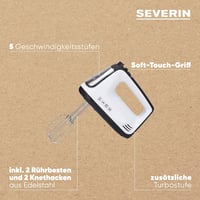 SEVERIN kézi mixer 400W rozsdamentes acél fehér HM 3830 4