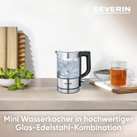 SEVERIN Mini Üveg Vízforraló 0,5L Rozsdamentes Acél Fekete Kompakt Elektromos 3