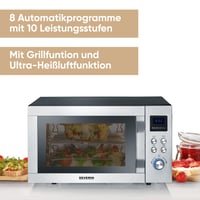 Cuptor cu microunde 3 în 1 SEVERIN MW 7777, 25 L, cu funcție de grill și convecție, bază ceramică plată, 2050 W, Inox/Negru 9