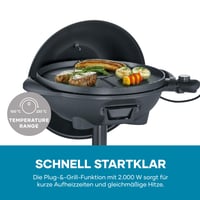 Elektrický gril SEVERIN PG 8541 s poklopom a grilovacou doskou, 2000 W, stojanové prevedenie, grilovacia plocha 41 cm, čierny 7