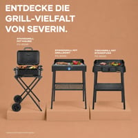 Elektrický stojanový gril SEVERIN PG 8566 s nerezovým roštom a odkladacou policou, rýchle nahriatie, balkónový gril bez rizika popálenia, čierny 10