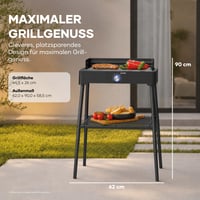Elektrický stojanový gril SEVERIN PG 8566 s nerezovým roštom a odkladacou policou, rýchle nahriatie, balkónový gril bez rizika popálenia, čierny 2