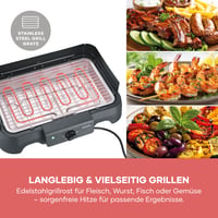 Elektrický gril Severin PG 8593, 38x22 cm, 35-200 °C, 2000 W, stolný gril s nerezovým roštom, táckou na omrvinky, rýchlym nahrievaním, čierny 5