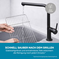 Elektrický gril Severin PG 8593, 38x22 cm, 35-200 °C, 2000 W, stolný gril s nerezovým roštom, táckou na omrvinky, rýchlym nahrievaním, čierny 8