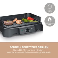 Grătar electric de masă Severin PG 8595, înveliș ceramic fără PFAS, max. 220°C, 2000W, utilizare la interior și exterior, 39x23 cm, negru 6