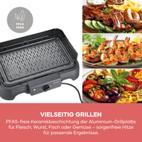 Grătar electric de masă Severin PG 8595, înveliș ceramic fără PFAS, max. 220°C, 2000W, utilizare la interior și exterior, 39x23 cm, negru 5