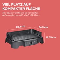 Grătar electric de masă Severin PG 8595, înveliș ceramic fără PFAS, max. 220°C, 2000W, utilizare la interior și exterior, 39x23 cm, negru 2