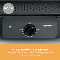 Stolný gril SEVERIN PG 8596 so stojanom, na vnútorné aj vonkajšie použitie, 40-220 °C, 39x23 cm, 2000 W, čierny 7