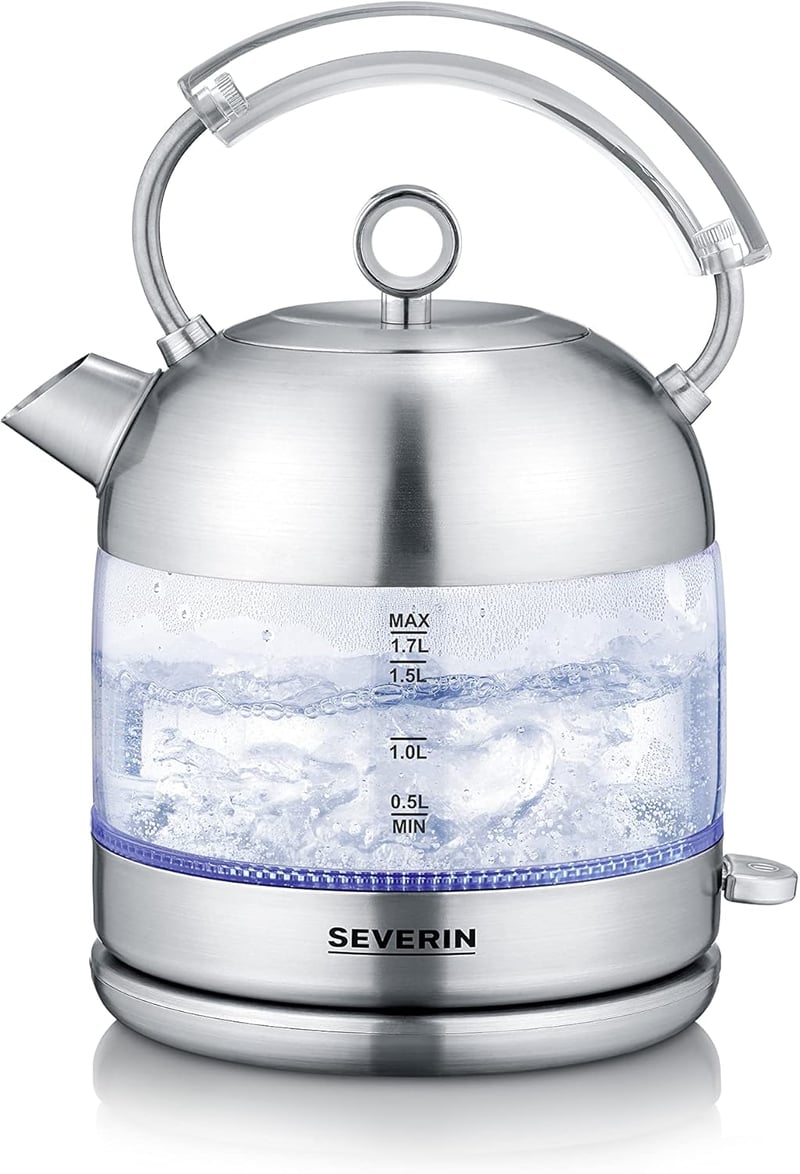 SEVERIN Retro Üveg Vízforraló 1.7L XXL Kapacitás Rozsdamentes Acél