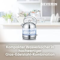 SEVERIN Retro Üveg Vízforraló 1.7L XXL Kapacitás Rozsdamentes Acél 3