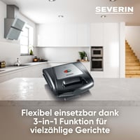 Severin SA 2968 3az1-ben szendvicssütő grill és gofrisütő rozsdamentes acél 3
