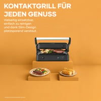 Kontaktný gril SEVERIN SEVO Lite KG 2398 1800 W, elektrický gril s keramickým povrchom na mäso, ryby a zeleninu, grilovanie bez tuku, 220 °C, čierna/nerezová oceľ 4