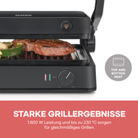 Kontaktný gril SEVERIN SEVO Lite KG 2398 1800 W, elektrický gril s keramickým povrchom na mäso, ryby a zeleninu, grilovanie bez tuku, 220 °C, čierna/nerezová oceľ 6