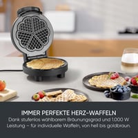 SEVERIN szív alakú gofrisütő PFAS-mentes bevonattal, 1000W, fekete/rozsdamentes acél 3