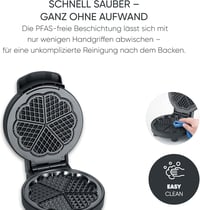 SEVERIN szív alakú gofrisütő PFAS-mentes bevonattal, 1000W, fekete/rozsdamentes acél 5