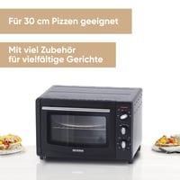 SEVERIN TO 2068 Mini rúra a hriankovač s grilovacím roštom, otočným ražňom a kameňom na pizzu, 20 l, teplovzdušná, 1500 W, čierna 2
