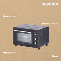 SEVERIN TO 2068 Mini rúra a hriankovač s grilovacím roštom, otočným ražňom a kameňom na pizzu, 20 l, teplovzdušná, 1500 W, čierna 4
