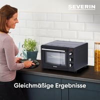 SEVERIN TO 2068 Mini rúra a hriankovač s grilovacím roštom, otočným ražňom a kameňom na pizzu, 20 l, teplovzdušná, 1500 W, čierna 3