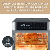 Severin TO 9579 Cuptor cu prăjitor și friteuză cu aer cald 2 în 1, 25 L, 12 programe automate, 2200 W, afișaj LED, temporizator, tavă de copt, grătar, coș pentru prăjit, negru-argintiu 5