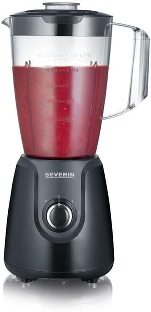 SEVERIN SM 3707 blender s vrčem od Tritana od 1,5 L, 600 W, 2 brzine i funkcija pulsiranja, nož od nehrđajućeg čelika, crni