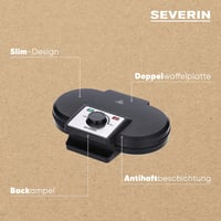 SEVERIN WA 2106 Dupla Gofrisütő 1200W Fekete Elektromos Konyhai Készülék 4