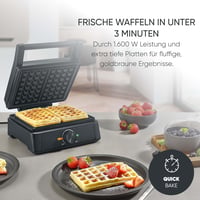 SEVERIN WA 2130 négyzet alakú gofrisütő kerámia bevonattal, 1600W, fekete-rozsdamentes acél 3